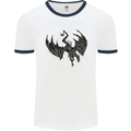 Moodolf Funny Rudolf Christmas Cow Mens Ringer T-Shirt White/Navy Blue