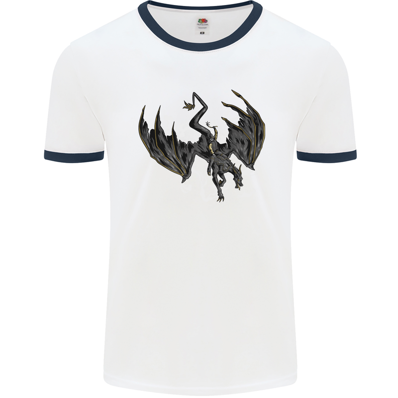 Moodolf Funny Rudolf Christmas Cow Mens Ringer T-Shirt White/Navy Blue