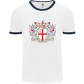 London Coat of Arms St Georges Day England Mens White Ringer T-Shirt White/Navy Blue