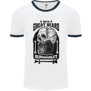 Great Beard Comes Great Responsibility Skull Mens White Ringer T-Shirt White/Navy Blue
