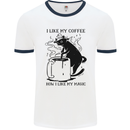 Black Cat Halloween Funny Coffee Mens White Ringer T-Shirt White/Navy Blue