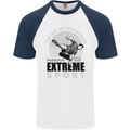Parkour Free Running the Art of Movement Mens S/S Baseball T-Shirt White/Navy Blue