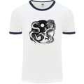 Yin Yang Dragons Japan Japanese Mens White Ringer T-Shirt White/Navy Blue