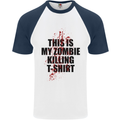 This Is My Zombie Killing Halloween Horror Mens S/S Baseball T-Shirt White/Navy Blue