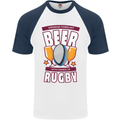 Weekend Forecast Beer Alcohol Rugby Funny Mens S/S Baseball T-Shirt White/Navy Blue