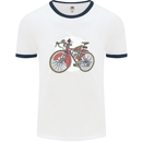 Cycling Steampunk Bicycle Bike Cyclist Mens White Ringer T-Shirt White/Navy Blue