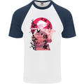 Anime Samurai Woman With Sword Mens S/S Baseball T-Shirt White/Navy Blue