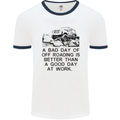 A Bad Day of Off Roading 4X4 All Terrain Mens White Ringer T-Shirt White/Navy Blue