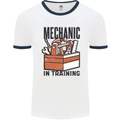 Mechanic in Training Funny Mens White Ringer T-Shirt White/Navy Blue