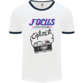 Focus and Then Capture It Photography Mens White Ringer T-Shirt White/Navy Blue