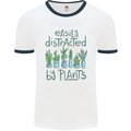 Easily Distracted by Plants Botanist Funny Mens White Ringer T-Shirt White/Navy Blue