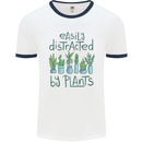 Easily Distracted by Plants Botanist Funny Mens White Ringer T-Shirt White/Navy Blue