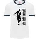 Original Rude Boy 2Tone 2 Tone SKA Mens White Ringer T-Shirt White/Navy Blue