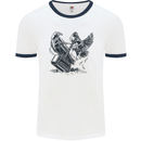 Hammer and Raven Vikings Mens Ringer T-Shirt White/Navy Blue
