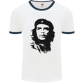 Che Guevara Silhouette Mens White Ringer T-Shirt White/Navy Blue