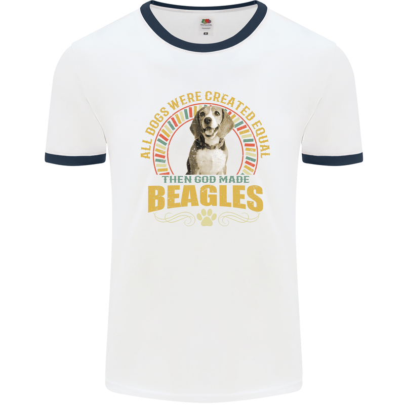 A Beagle Dog Mens Ringer T-Shirt White/Navy Blue