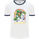 Lepricorn Funny St Patricks Day Leprechaun Mens White Ringer T-Shirt White/Navy Blue