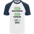 Girlfriend Fiance Wife Loading Engagement Mens S/S Baseball T-Shirt White/Navy Blue