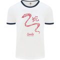 Chinese Zodiac Shengxiao Year of the Snake Mens White Ringer T-Shirt White/Navy Blue