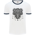 A Mandala Deer Mens White Ringer T-Shirt White/Navy Blue