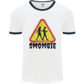 Smombie Antisocial Phone Smartphone Addict Mens Ringer T-Shirt White/Navy Blue