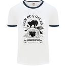 Join Our Coven Funny Halloween Cat Mens White Ringer T-Shirt White/Navy Blue