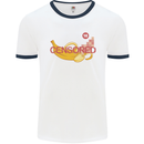 Censored Banana Funny Rude Sexy Mens White Ringer T-Shirt White/Navy Blue