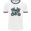 Cafe Racer Biker Motorcycle Motorbike Mens White Ringer T-Shirt White/Navy Blue