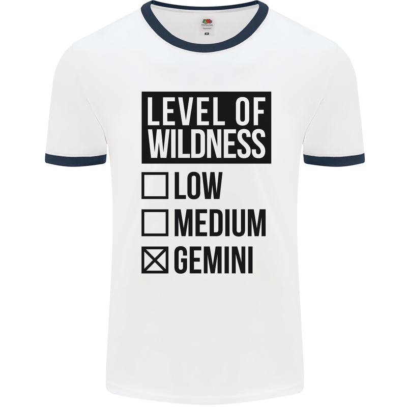 Levels of Wildness Gemini Mens White Ringer T-Shirt White/Navy Blue