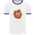 The of Polish Flag Fire Effect Poland Mens White Ringer T-Shirt White/Navy Blue