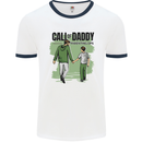 Call of Daddy Funny Parody Father's Day Dad Mens White Ringer T-Shirt White/Navy Blue