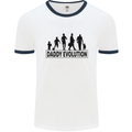 Daddy Evolution Fathers Day Mens White Ringer T-Shirt White/Navy Blue