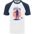 Stand Up Paddling Paddleboarding Mens S/S Baseball T-Shirt White/Navy Blue