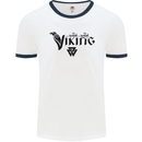 Viking Thor Odin Valhalla Norse Mythology Mens White Ringer T-Shirt White/Navy Blue
