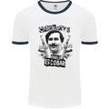 Pablo Escobar Crime Pays Mens White Ringer T-Shirt White/Navy Blue