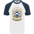 All Men Are Born Equal Scotland Scottish Mens S/S Baseball T-Shirt White/Navy Blue