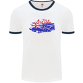 Happy Australia National Day Flag Mens White Ringer T-Shirt White/Navy Blue