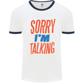 I'm Talking Funny Sacasm Sarcastic Slogan Mens White Ringer T-Shirt White/Navy Blue