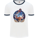 Trippy Alice Magic Mushrooms LSD Mens Ringer T-Shirt White/Navy Blue
