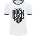 Forever Rock and Roll Music Mens Ringer T-Shirt White/Navy Blue