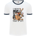I Bring Crazy Stuff & Sh#t Funny Dog Mens Ringer T-Shirt White/Navy Blue