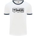 Eat Sleep 4X4 Off Road Roading Car Mens White Ringer T-Shirt White/Navy Blue