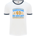40th Birthday Turning 40 Is Great Year Old Mens White Ringer T-Shirt White/Navy Blue