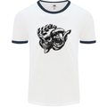 Turbo Skull Car Enthusiast Engine Drifting Mens White Ringer T-Shirt White/Navy Blue