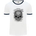 Skull of Chains Mens White Ringer T-Shirt White/Navy Blue