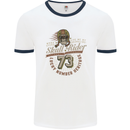 Skull Rider Motorcycle Biker Motorbike Mens White Ringer T-Shirt White/Navy Blue