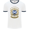 All Men Are Born Equal Scotland Scottish Mens White Ringer T-Shirt White/Navy Blue