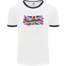 Hawker Hurricane with the Union Jack Mens White Ringer T-Shirt White/Navy Blue