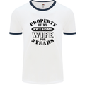 3rd Wedding Anniversary 3 Year Funny Wife Mens Ringer T-Shirt White/Navy Blue