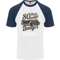 80 Year Old Banger Birthday 80th Year Old Mens S/S Baseball T-Shirt White/Navy Blue